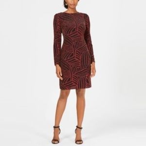 Nightway Dress | LS SCOOP NECK RED BLACK RED Color